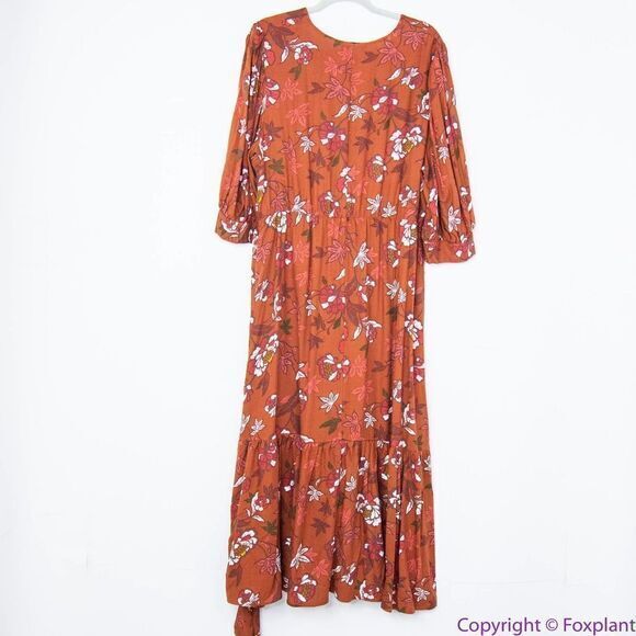 NEW Eloquii Elements Floral Print Midi Wrap Dress with Puff Sleeves, 16 - Picture 10 of 16